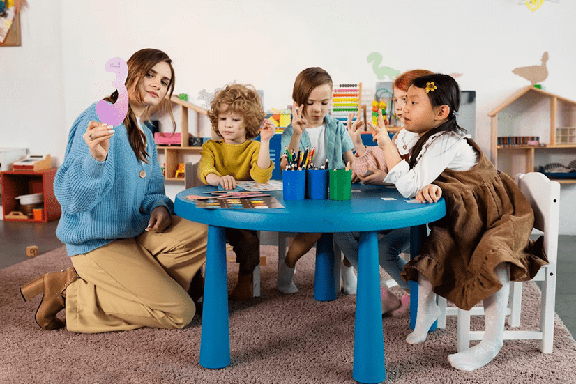 full-shot-kids-sitting-together-table